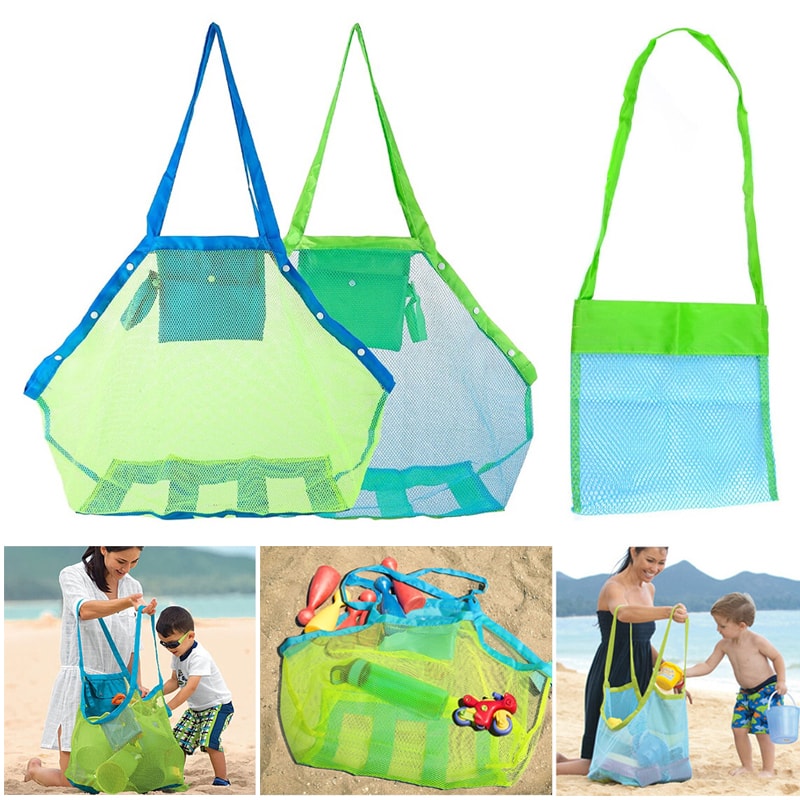 Large Capacity Mesh Beach Bag For Kids Anti Sand Toy Storage Tote Waterproof Travel Organizer 0