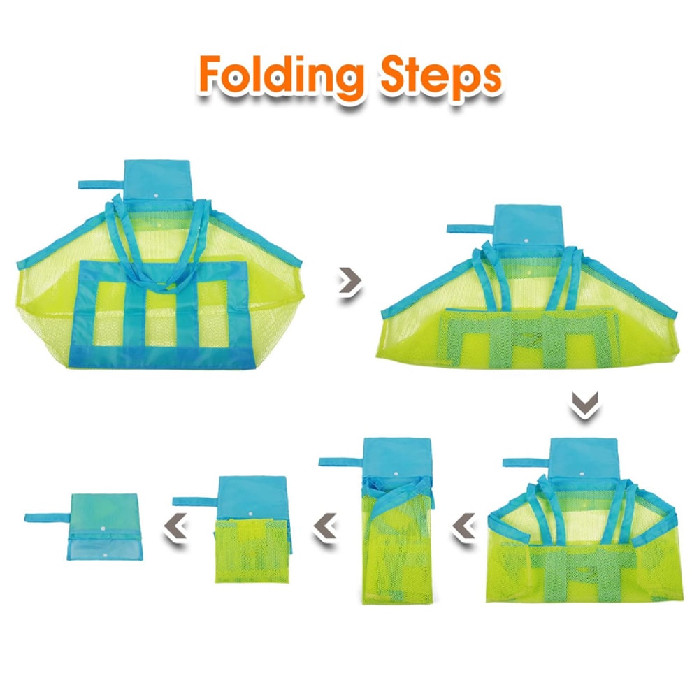 Large Capacity Mesh Beach Bag For Kids Anti Sand Toy Storage Tote Waterproof Travel Organizer 2