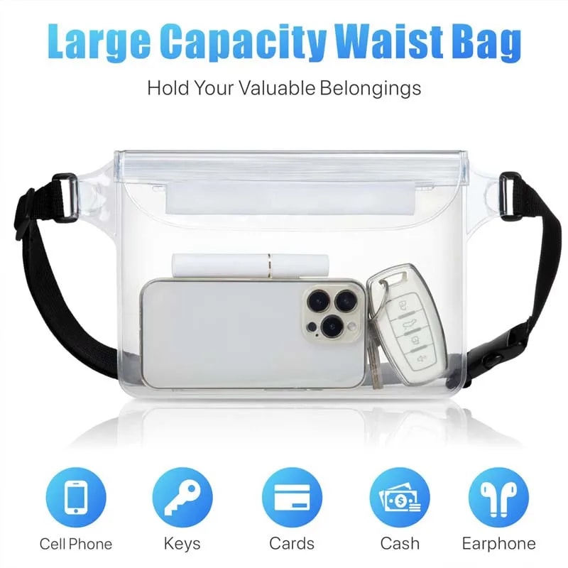Waterproof Phone Waist Pouch with Adjustable Strap for Swimming Beach Travel