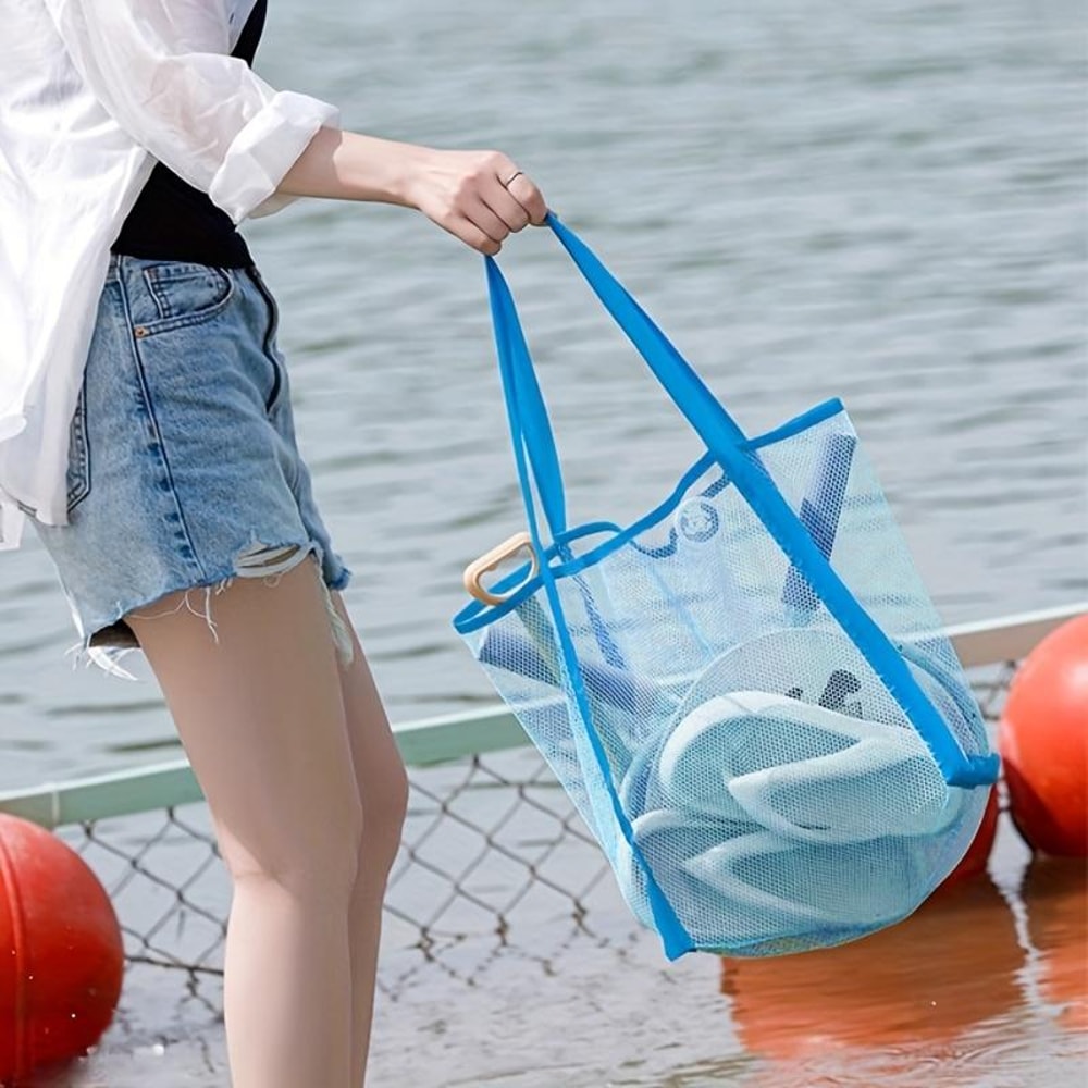 SandFree Mesh Beach Bag Large Capacity Foldable Toy Storage Tote 2