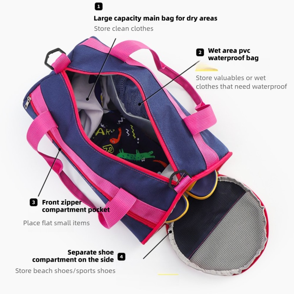 Waterproof Kids Swim Bag With Wet Dry Separation Large Capacity Pool Storage Bag 2