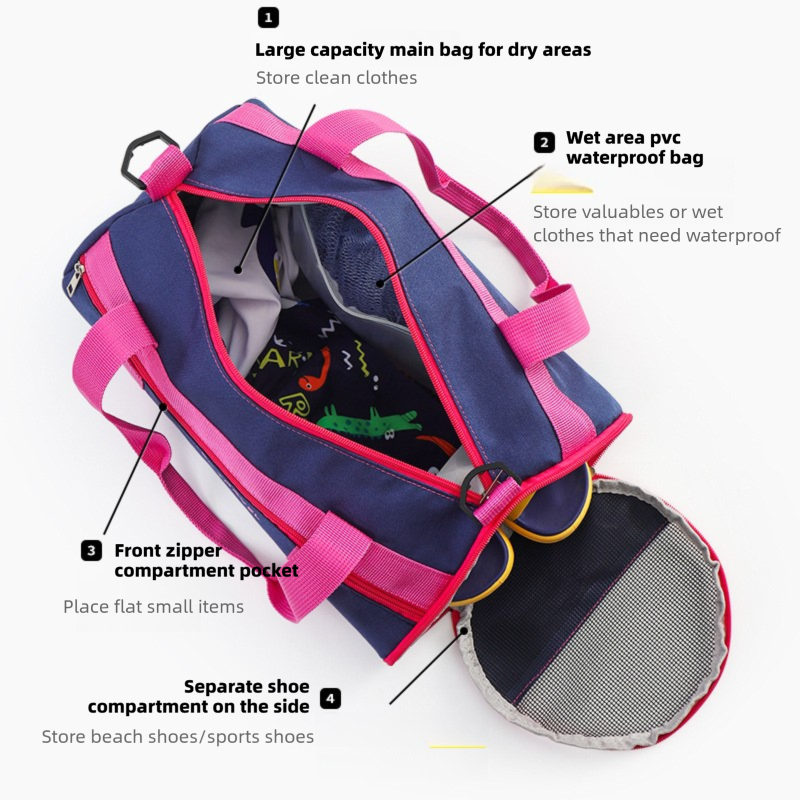 Waterproof Kids Swim Bag With Wet Dry Separation Large Capacity Pool Storage Bag 2
