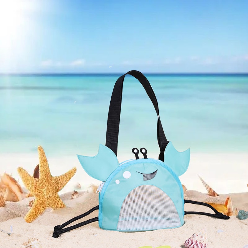 Crab Kids Beach Bag Mesh Shell Collecting Bag Crossbody Backpack For Toy Storage 3