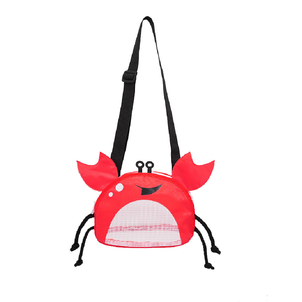 Crab Kids Beach Bag Mesh Shell Collecting Bag Crossbody Backpack For Toy Storage 6