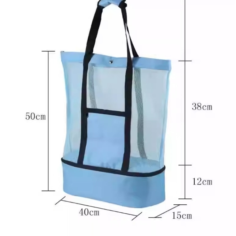 Large Capacity Mesh Beach Bag With Insulated Double Layer Transparent Tote 2