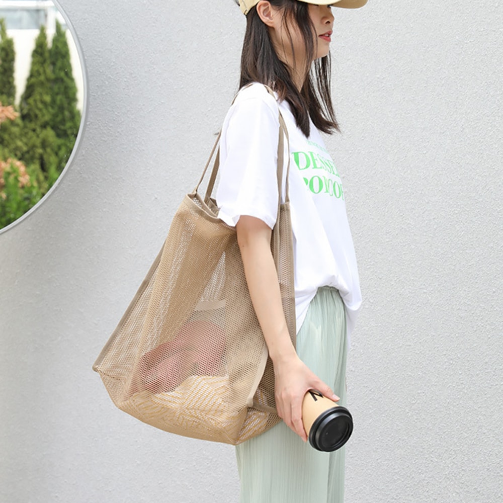 Womens Mesh Beach Tote Large Capacity Summer Travel Shoulder Bag 3