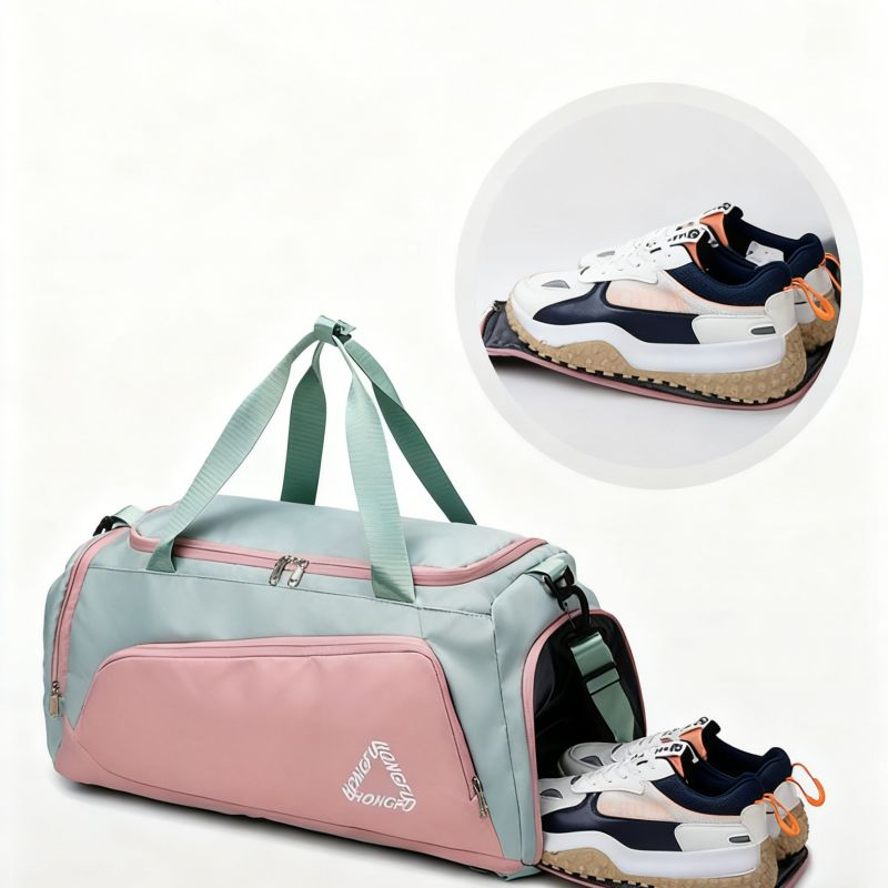 Waterproof Gym Travel Bag with Shoe Compartment and Wet Dry Separation