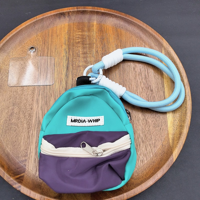 Cute Handwoven Phone Lanyard Pouch Mini Coin Purse Keychain Card Holder 4