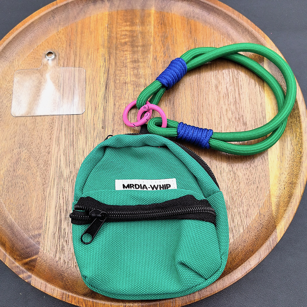 Cute Handwoven Phone Lanyard Pouch Mini Coin Purse Keychain Card Holder 8