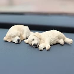 realistic sleeping dog figurine set golden retriever labrador decor for car dashboard or desk
