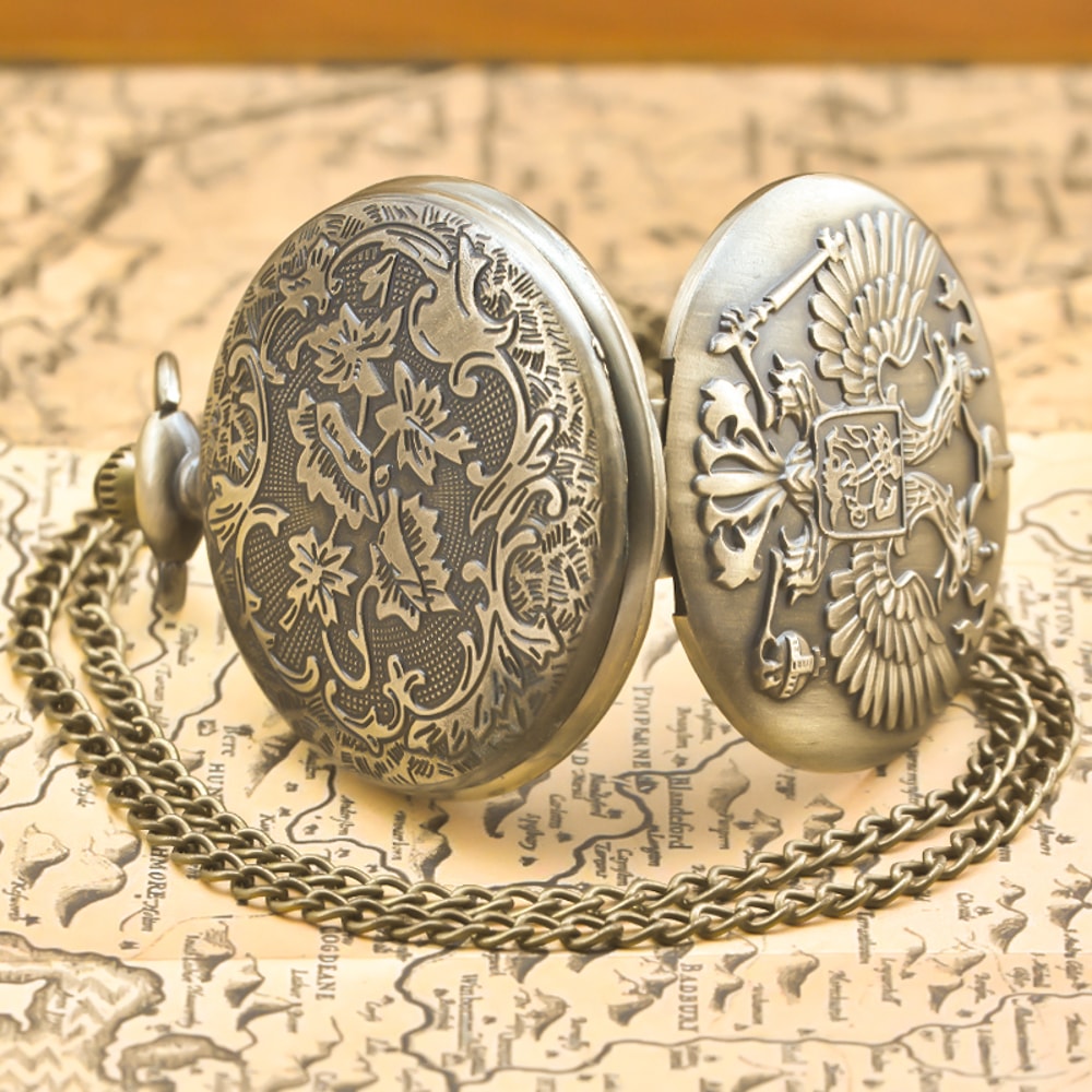 Vintage Steampunk Eagle Pocket Watch Necklace Quartz Antique Pendant Gift 5