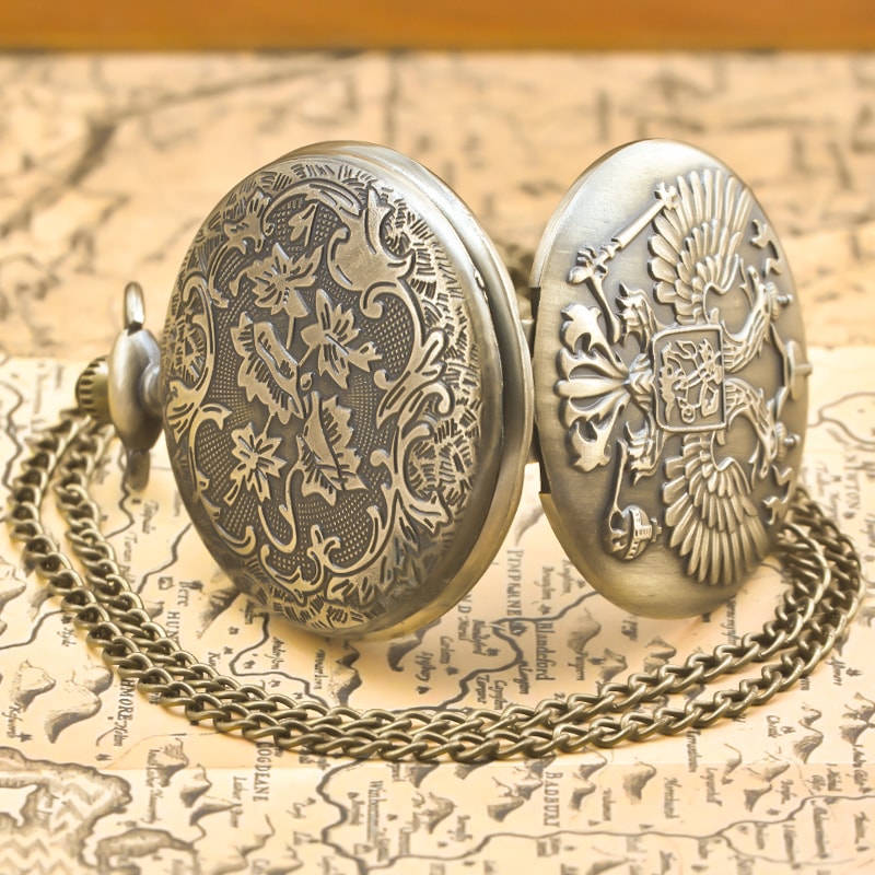 Vintage Steampunk Eagle Pocket Watch Necklace Quartz Antique Pendant Gift 5