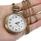 Vintage Roman Numeral Pocket Watch Necklace Quartz Bronze Pendant Timepiece 2