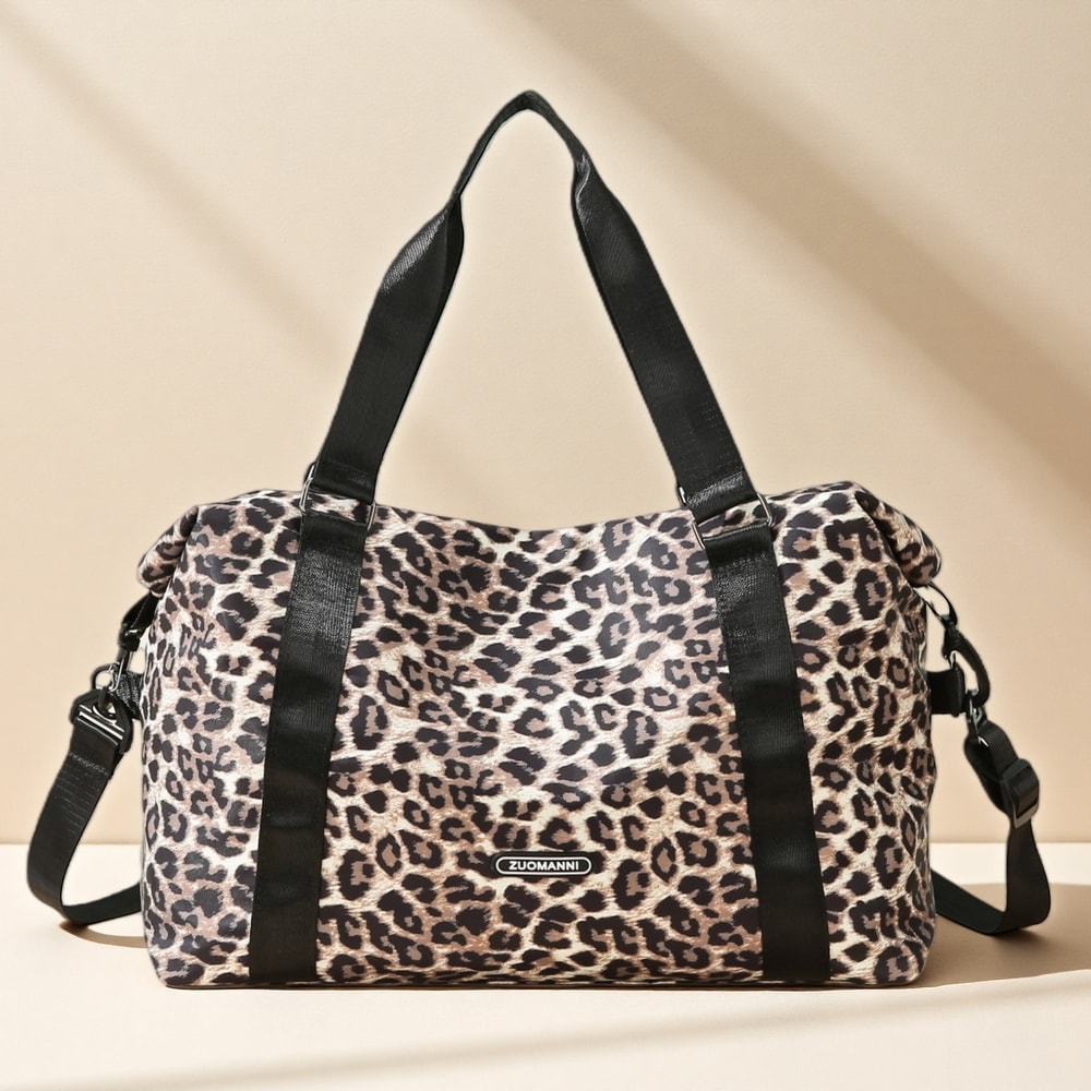 Leopard Print Travel Duffel Bag Large Capacity Gym Tote Weekend Luggage 0