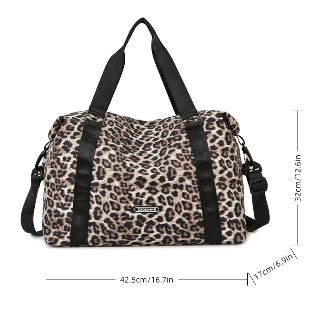 Leopard Print Travel Duffel Bag Large Capacity Gym Tote Weekend Luggage 4
