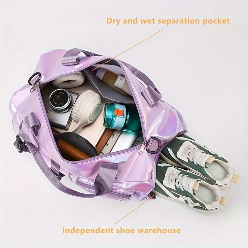 Large Capacity Women Travel Duffel Bag with Shoe Compartment Gym Weekender Tote