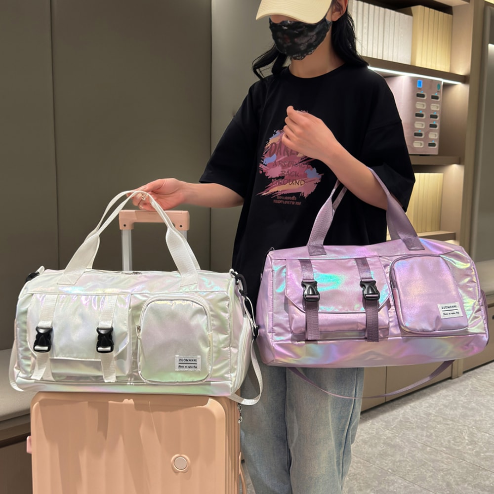 Large Capacity Women Travel Duffel Bag with Shoe Compartment Gym Weekender Tote