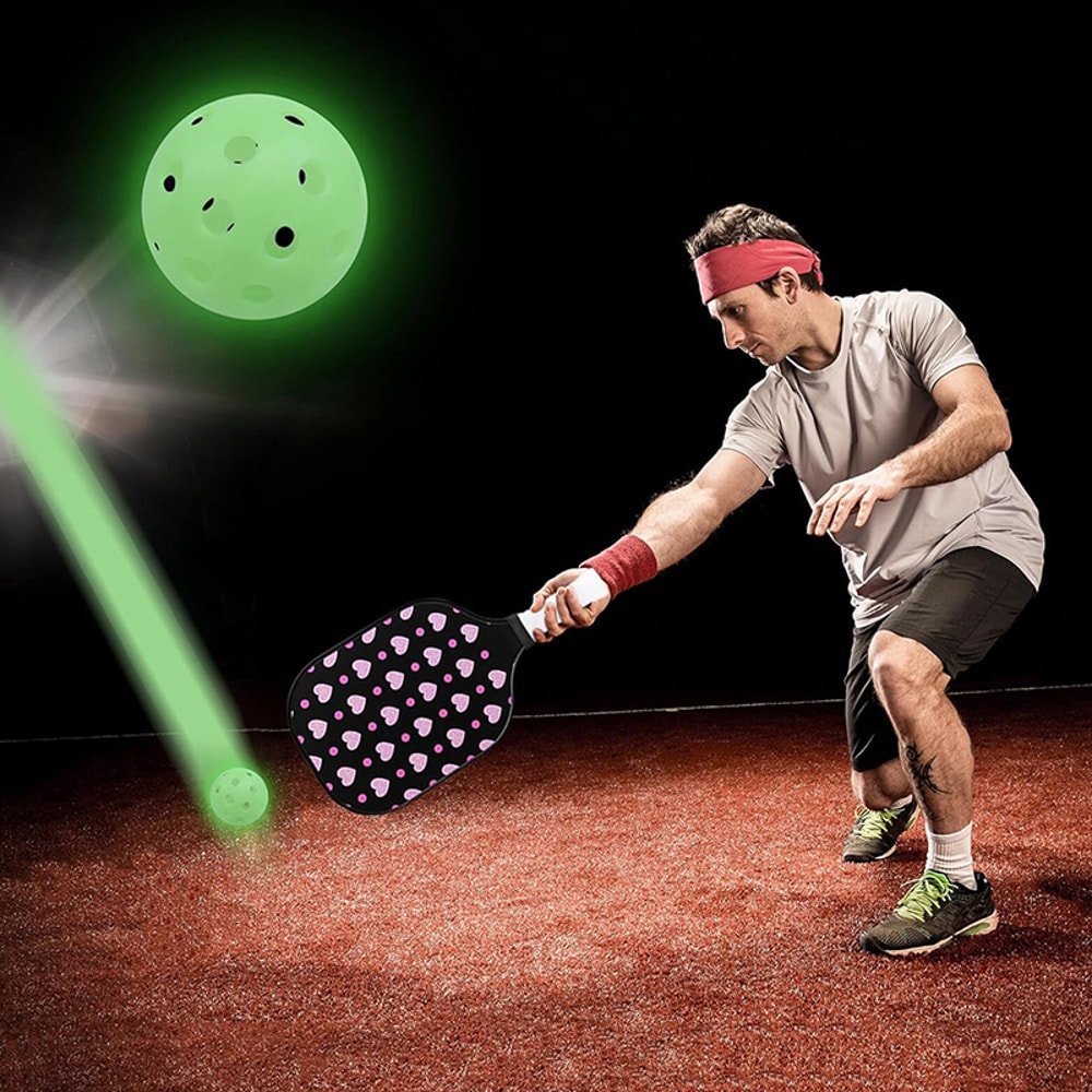 LED Glow Pickleball Balls For Night Play Durable Outdoor Light Up Pickleball Set 3