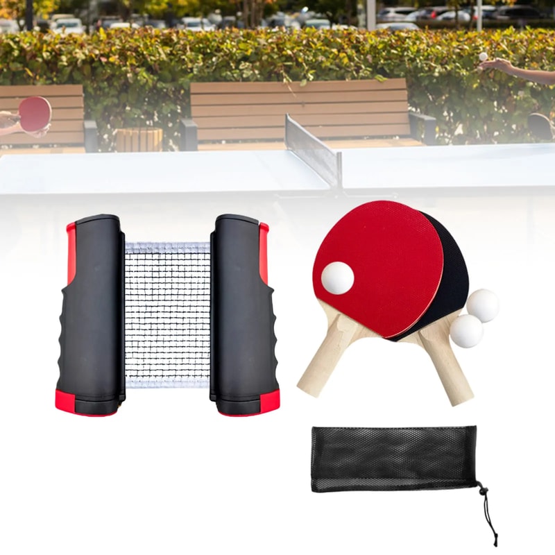 Portable Table Tennis Set with Retractable Net Ping Pong Paddles and Balls Kit