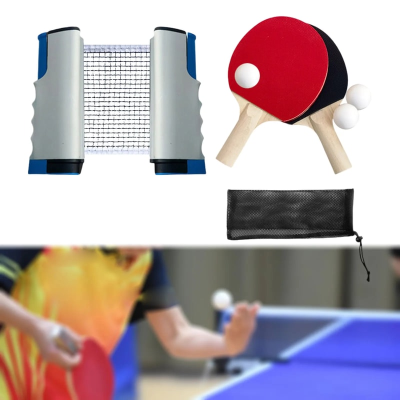 Portable Table Tennis Set with Retractable Net Ping Pong Paddles and Balls Kit