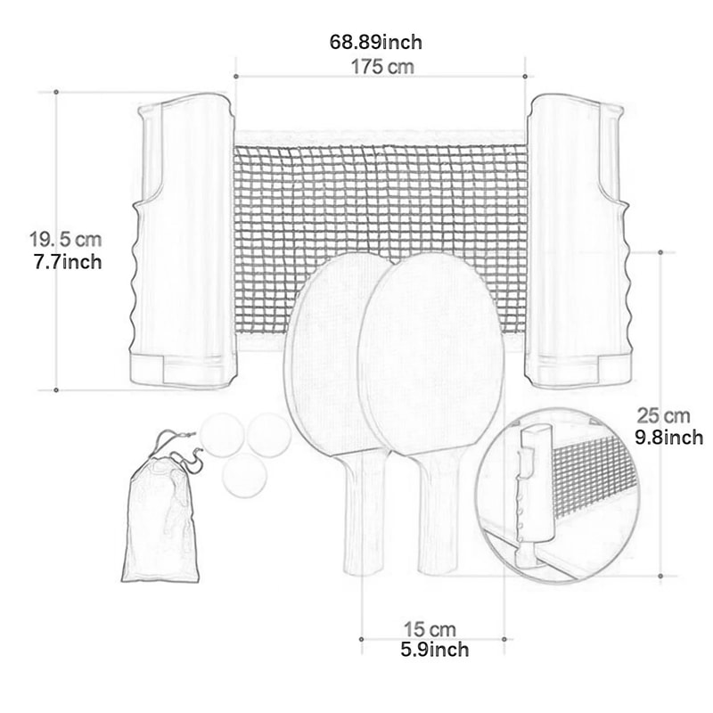 Portable Table Tennis Set with Retractable Net Ping Pong Paddles and Balls Kit