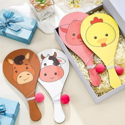 portable wooden paddle ball set elastic string racket game for kids and adults