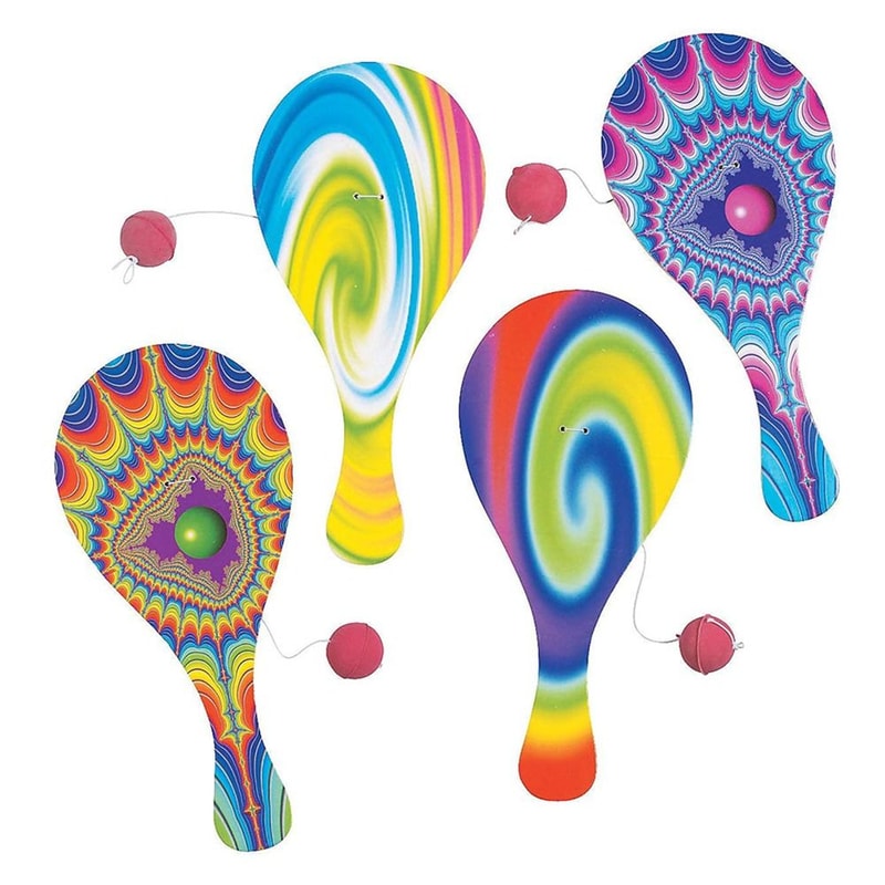 Portable Wooden Paddle Ball Set Elastic String Racket Game for Kids and Adults