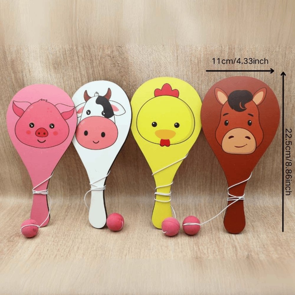 Portable Wooden Paddle Ball Set Elastic String Racket Game for Kids and Adults