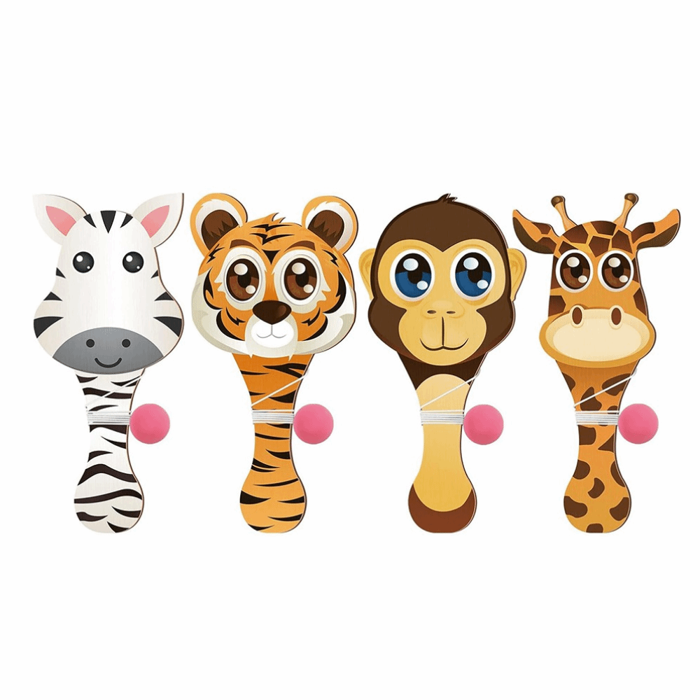 Portable Wooden Paddle Ball Set Elastic String Racket Game for Kids and Adults