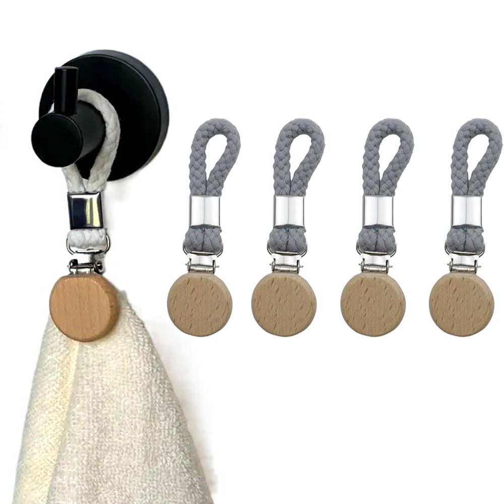 Braided Cotton Towel Clip Set Space Saving Towel Holder Loop for Kitchen and Bathroom