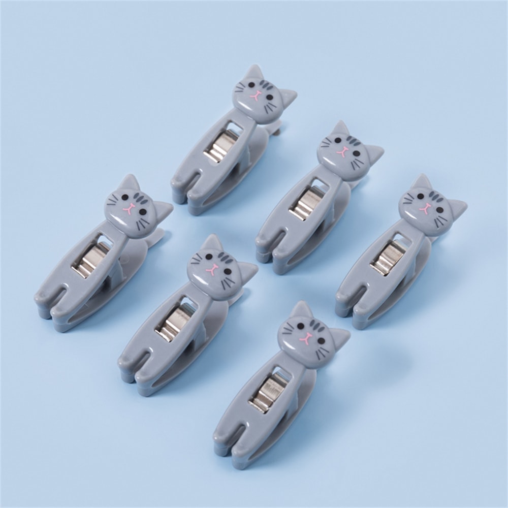 Cute Cartoon Cat Clips Multipurpose Snack Sealing And Bookmark Clips Set 5