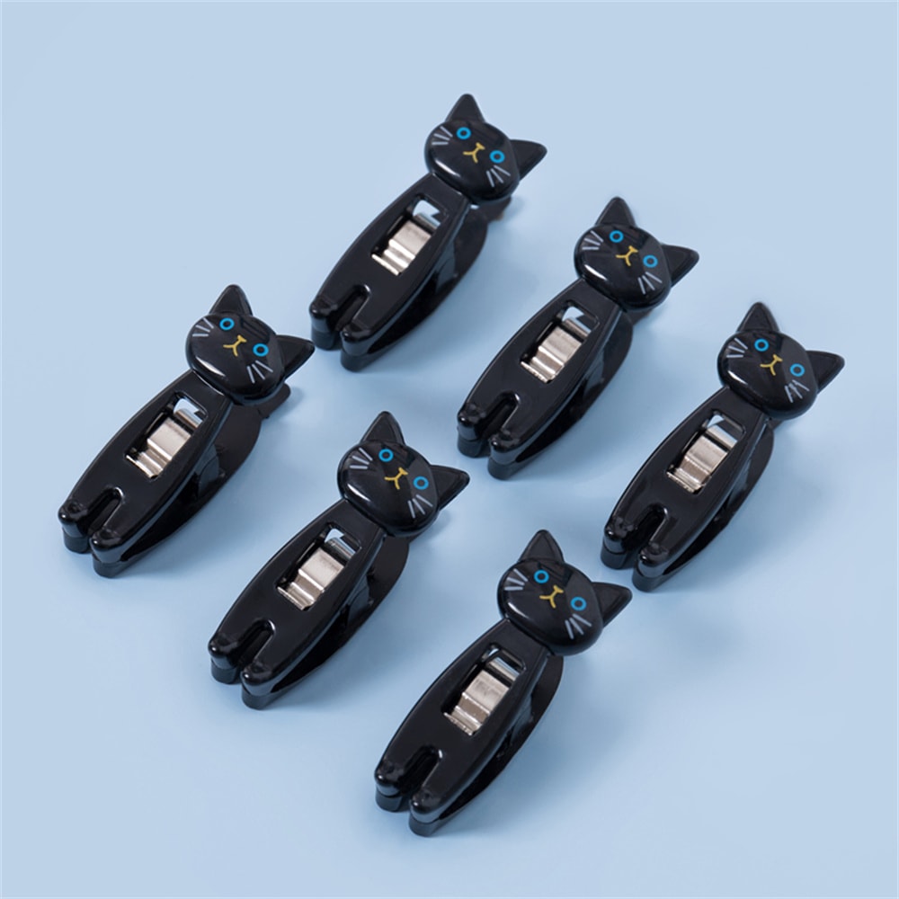 Cute Cartoon Cat Clips Multipurpose Snack Sealing And Bookmark Clips Set 6