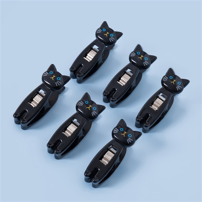 Cute Cartoon Cat Clips Multipurpose Snack Sealing And Bookmark Clips Set 6