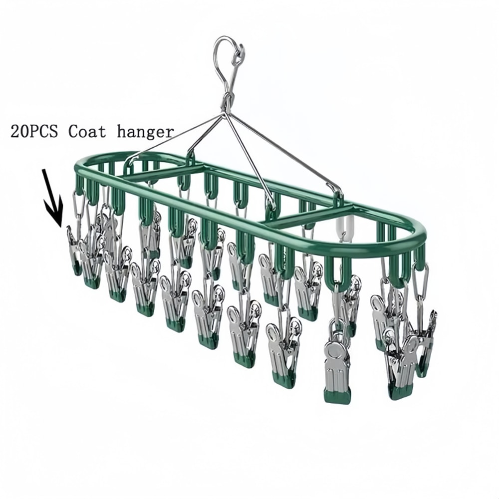 Stainless Steel Sock Drying Rack with Windproof Hooks Portable Clothes Drying Hanger