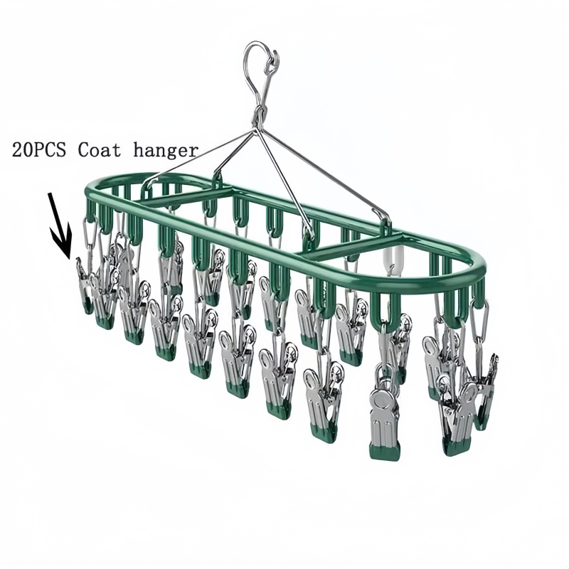 Stainless Steel Sock Drying Rack with Windproof Hooks Portable Clothes Drying Hanger
