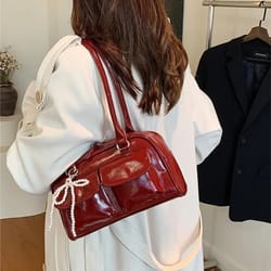 vintage pu leather shoulder tote bag for women elegant large capacity work handbag