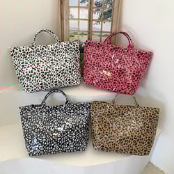leopard print tote bag large capacity designer handbag for women stylish everyday carry