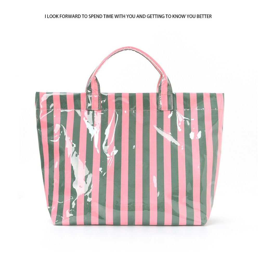 Foldable Large Capacity Travel Duffel Bag Lightweight Striped Carry On Handbag