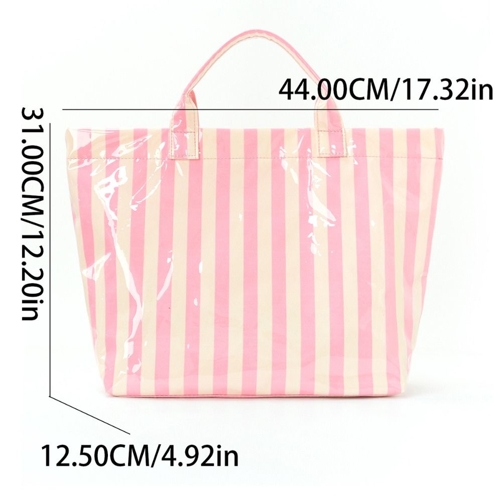 Foldable Large Capacity Travel Duffel Bag Lightweight Striped Carry On Handbag