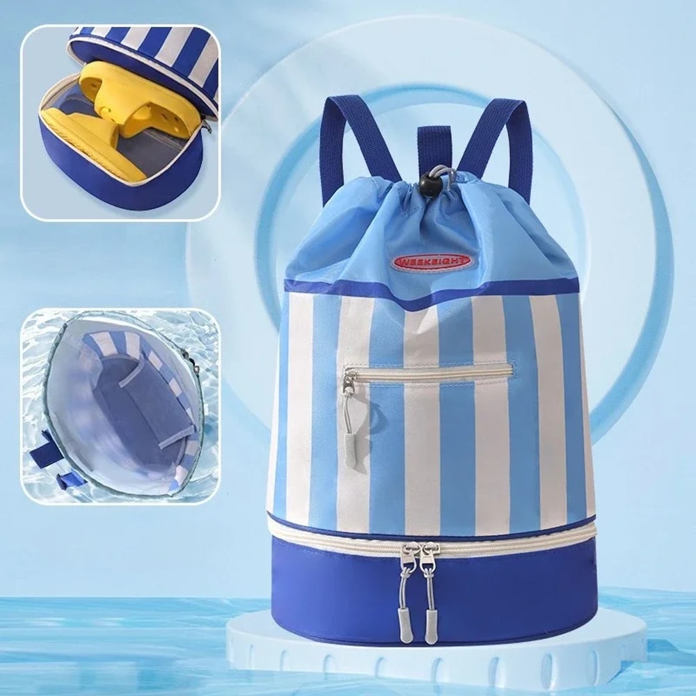 Kids Waterproof Swim Backpack with Dry Wet Separation Cartoon Beach Sports Bag