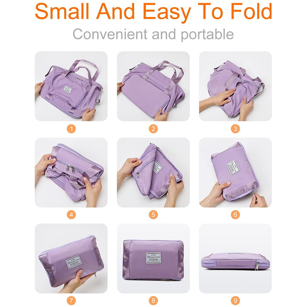 Foldable Large Capacity Travel Bag Lightweight Waterproof Carry On Duffel Tote 4