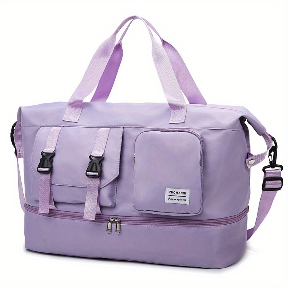 Large Capacity Travel Duffel Bag With Shoe Compartment Durable Gym Tote 11