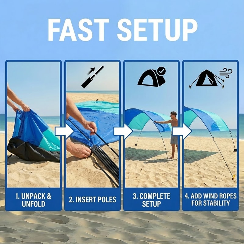 Wind Resistant Beach Shade Tent Sun Shelter Lightweight Canopy 3