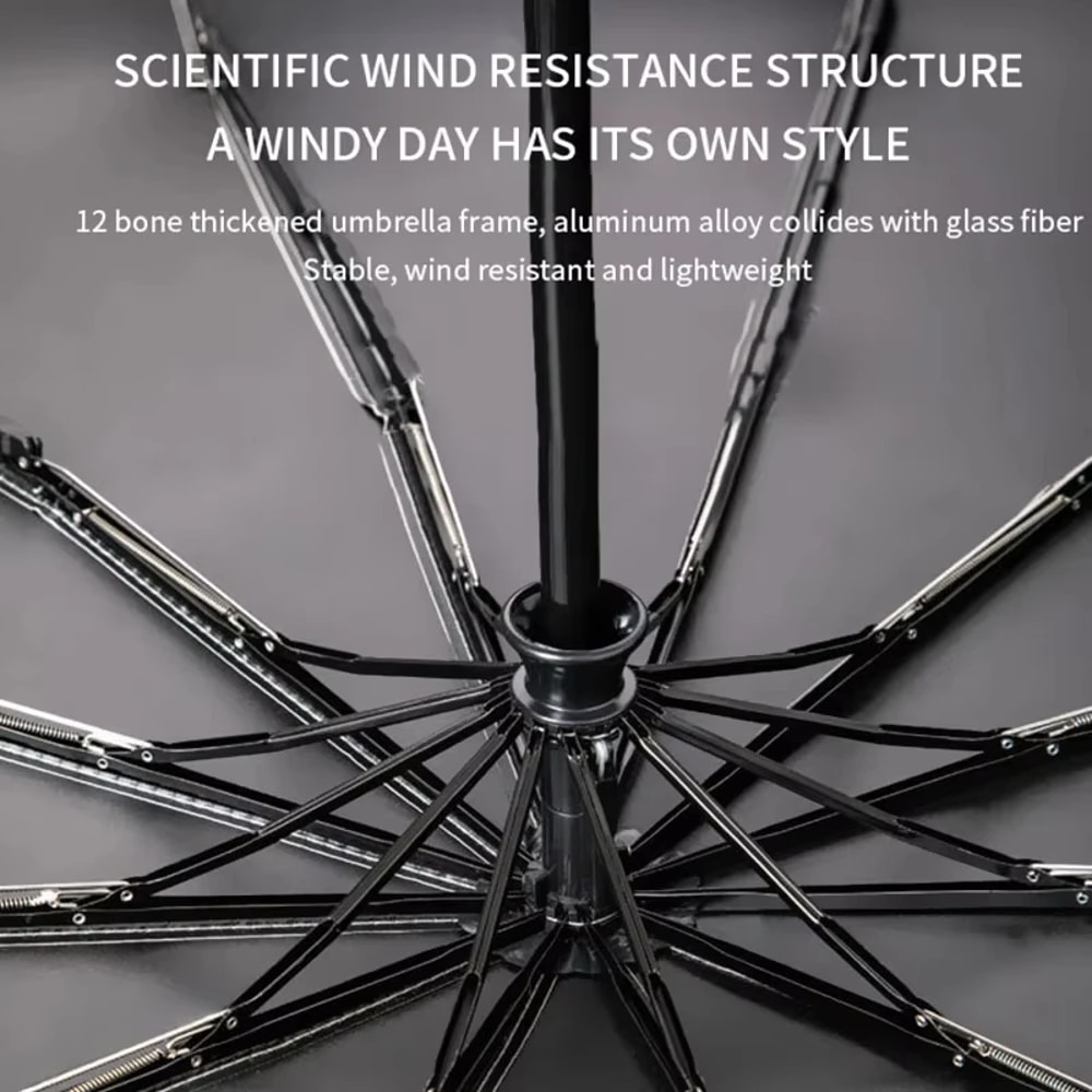 Fully Automatic Windproof Folding Umbrella With UV Protection Compact Travel Rain Umbrella 2