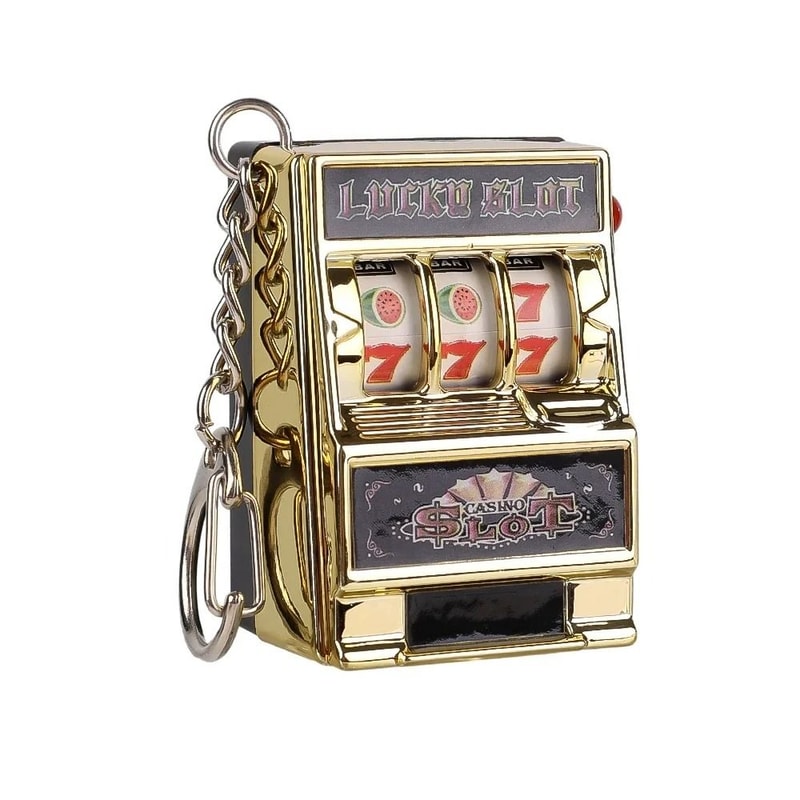 Mini Slot Machine Keychain Toy Portable Arcade Stress Relief Gadget