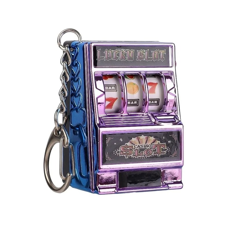 Mini Slot Machine Keychain Toy Portable Arcade Stress Relief Gadget