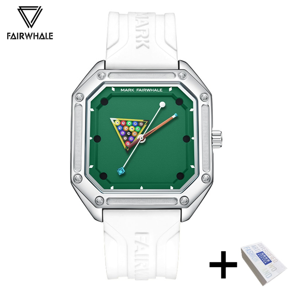 Mens Sport Watch Waterproof Silicone Strap Green Billiards Dial Wristwatch 6