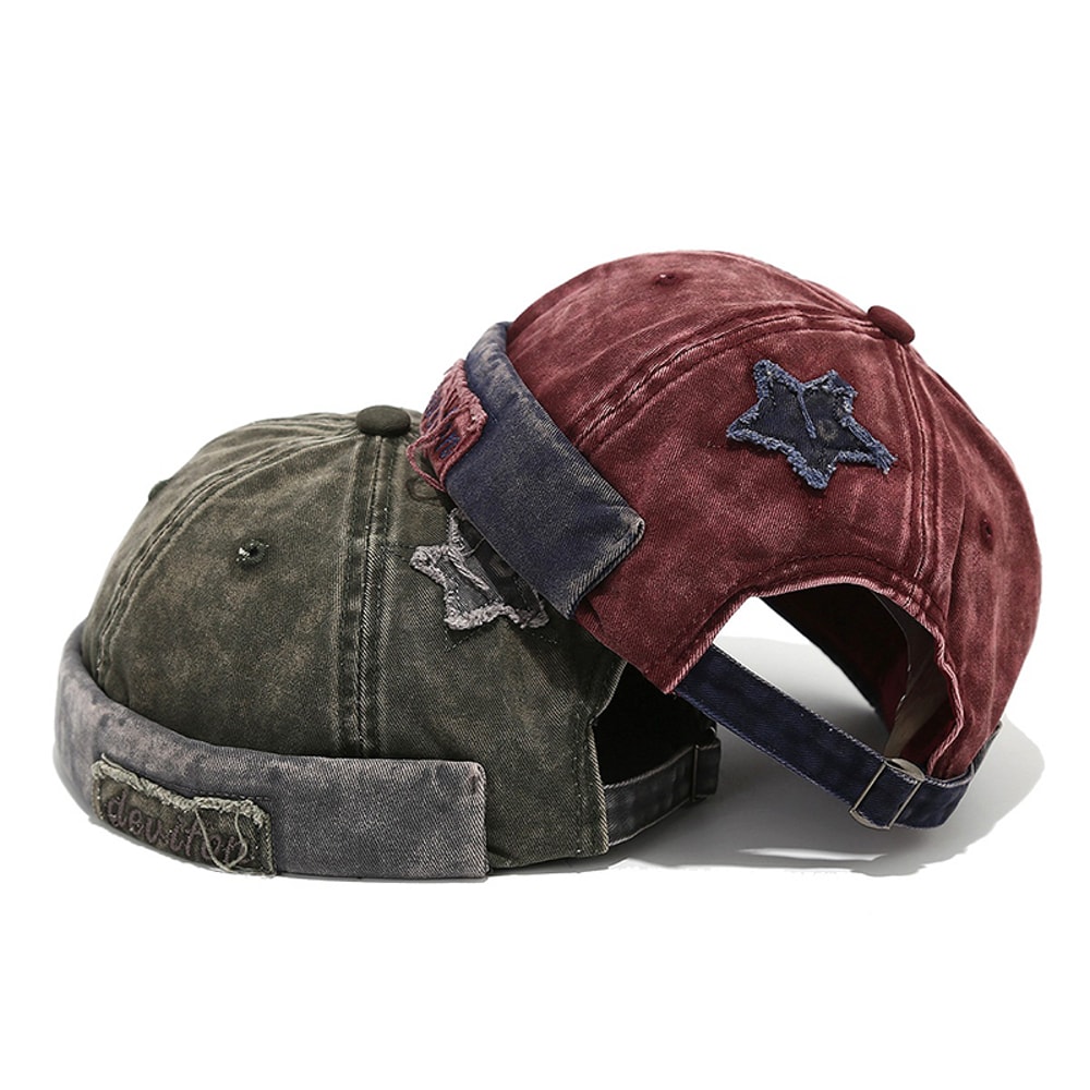 Vintage Brimless Docker Cap Adjustable Retro Cotton Beanie Hat 1