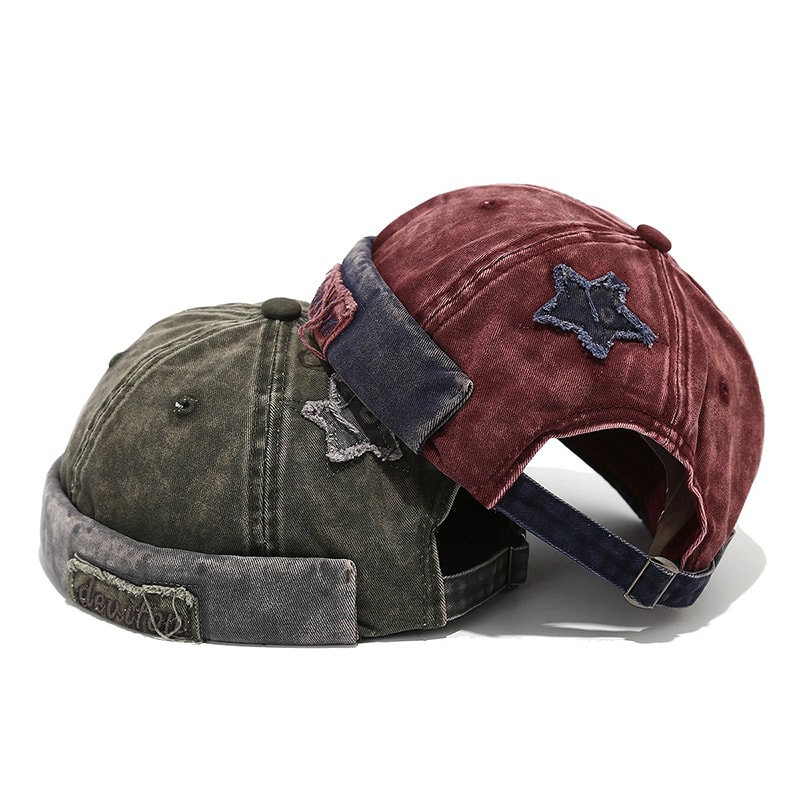 Vintage Brimless Docker Cap Adjustable Retro Cotton Beanie Hat 1