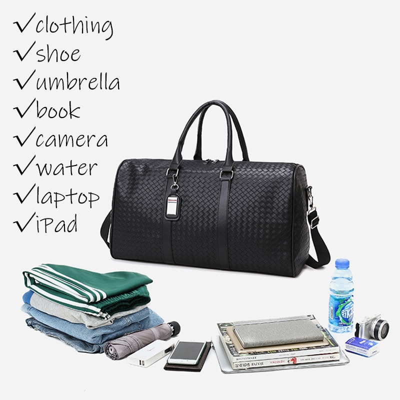 Large Capacity PU Leather Travel Bag Convertible Shoulder Duffel 3